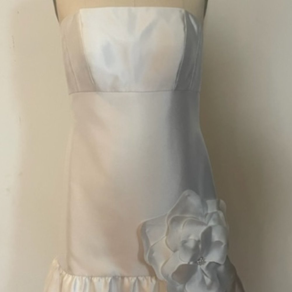 Womens White Oleg Strapless Dress, Size 8, Bridal